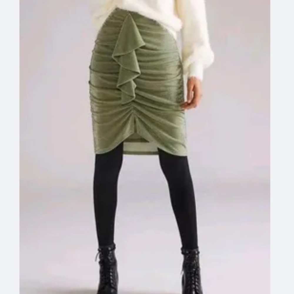 Anthropologie X Mare Mare Ruched Shimmer Skirt